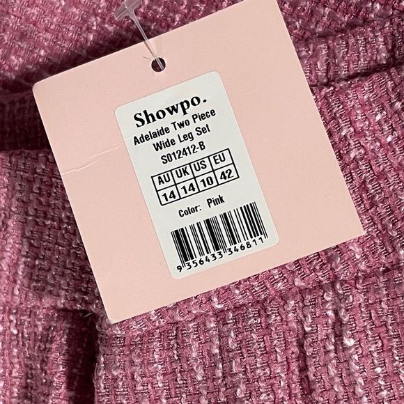 🅽🅴🆆 𝐒𝐡𝐨𝐰𝐩𝐨. Adelaide Wide Leg Soft Tweed pant in pink, size 10 - Picture 8 of 11